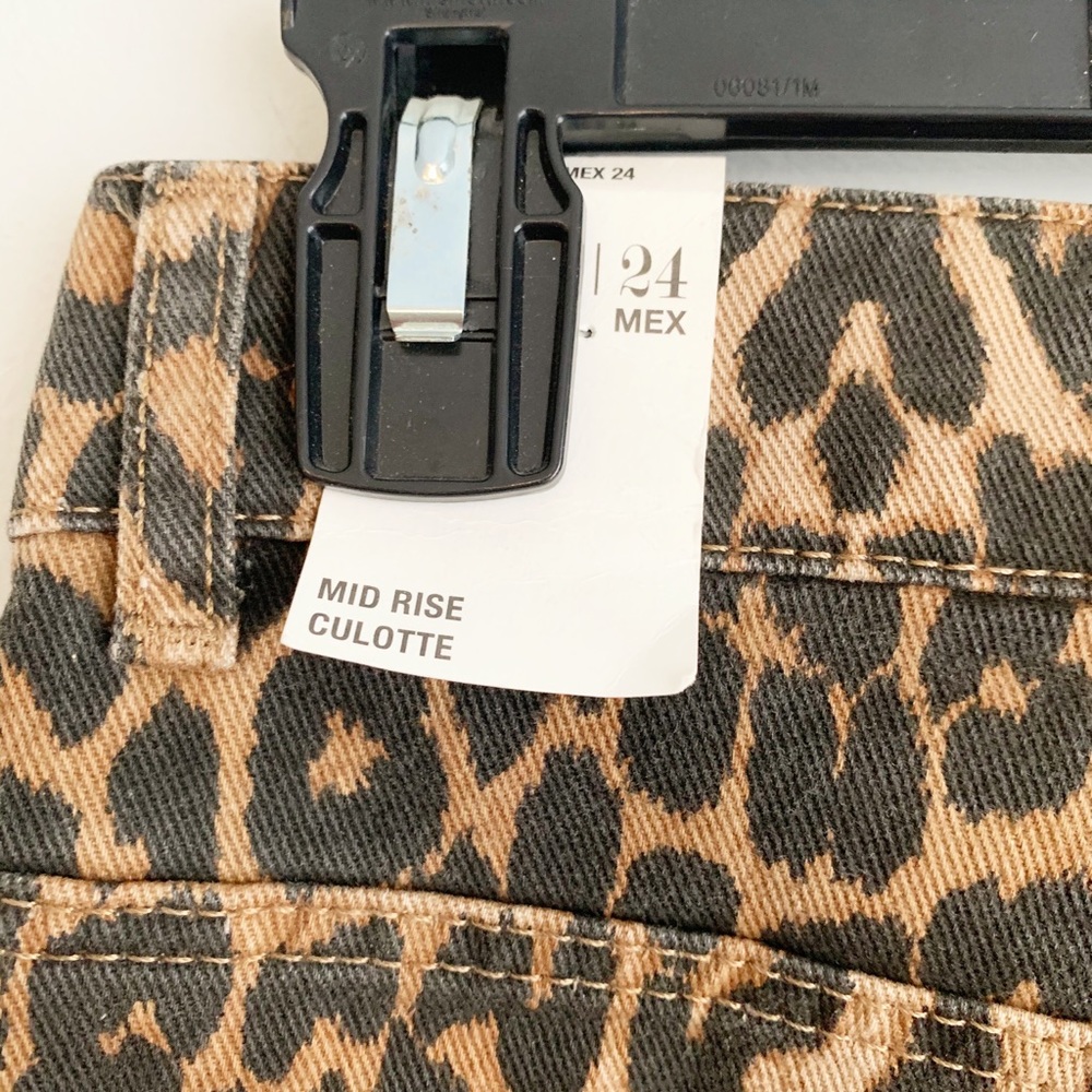 Zara Leopard Mid Rise Wide Leg Crop Culotte Jean - Picture 14 of 14